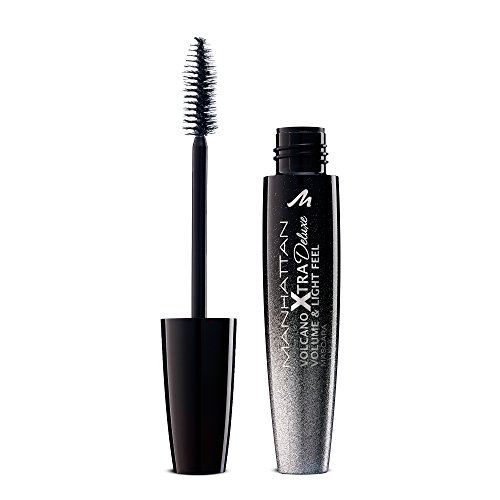Manhattan Volcano Xtra Deluxe Volume and Light Feel Mascara, Wimperntusche für voluminöse, intensiv schwarze Wimpern ohne Schweregefühl, Farbe Deep Black 1010Z, 1 x 10ml von Manhattan