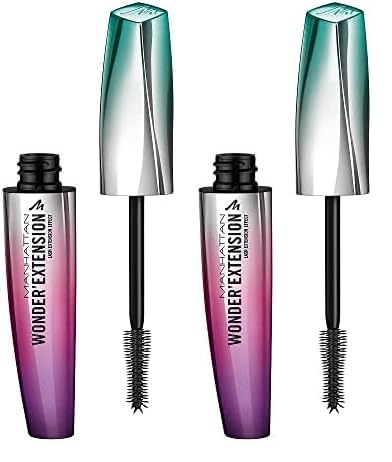 Manhattan Wonder'Extension Mascara, Fb. 001 Black, Wimperntusche mit sofortigem Wimpernverlängerungseffekt, 11 ml (Packung mit 2) von Manhattan