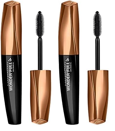 Manhattan Wonder’Full Mascara, Fb. 001 Extreme Black, Tiefschwarze Wimperntusche für ausdrucksstarkes Volumen, 11 ml (Packung mit 2) von Manhattan