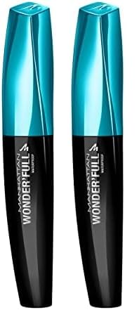 Manhattan Wonder'full Mascara waterproof, Fb. 001 Extreme Black, wasserfeste Wimperntusche für intensives Volumen, 11 ml (Packung mit 2) von Manhattan