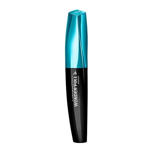 Manhattan Wonder'full Mascara waterproof, Fb. 001 Extreme Black, wasserfeste Wimperntusche für intensives Volumen, 11 ml von Manhattan