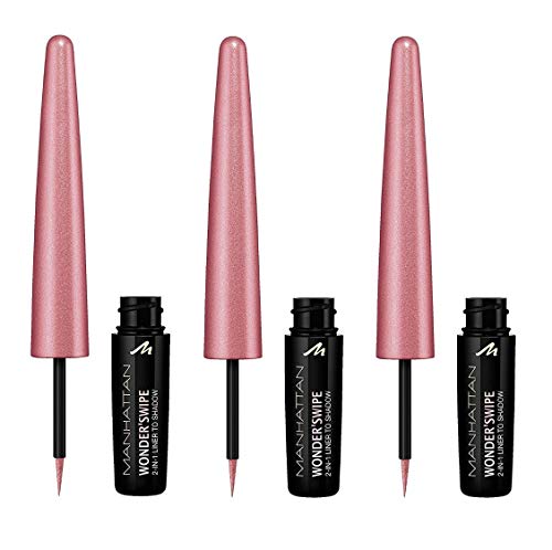 Manhattan Wonder'swipe 2-in-1 schimmernder Eyeliner und Lidschatten, Farbe 300 My Bae, Rosa, 3er Pack (3 x 1.7 ml) von Manhattan