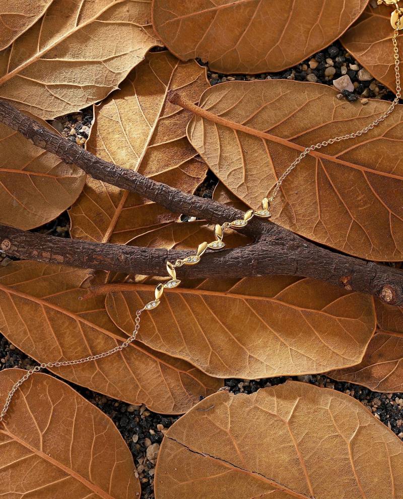 Blatt Design Diamant Tennis Armband - Moderne Spiral Goldkette Gelbgold Elegant Schmuck Von Manhattanbox von ManhattanBox