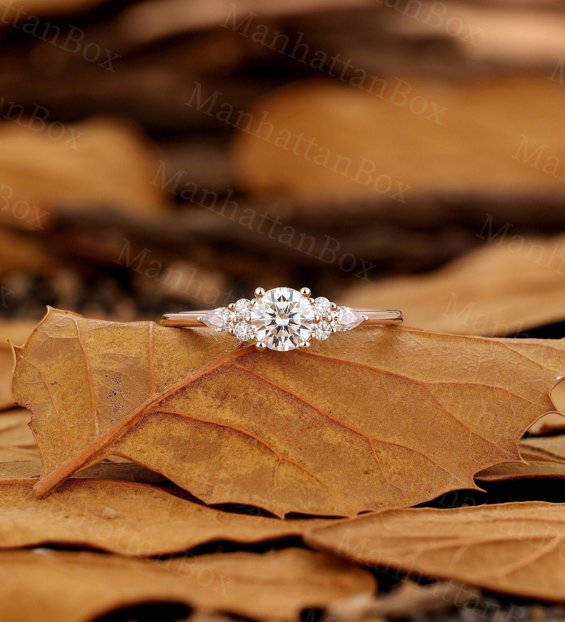 Vintage Moissanit Verlobungsring Roségold| Art-Deco-Diamant-Cluster-Brautring| Antiker Ehering Im Krappenset| Versprechen-Jubiläumsring von ManhattanBox