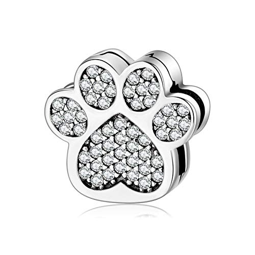 Anhänger mit Pfotenabdruck-Design, Sterlingsilber, Pfotenabdruck-Clip, passend für Reflexions-Armband für Frauen, Sterling-Silber von Manhe Charms