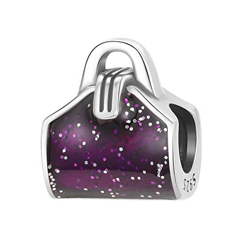 Manhe Charms Damen-Charm-Anhänger aus Sterlingsilber, Damen Handtasche Taschenanhänger für Pandora-Armbänder (Violett Tasche) von Manhe Charms