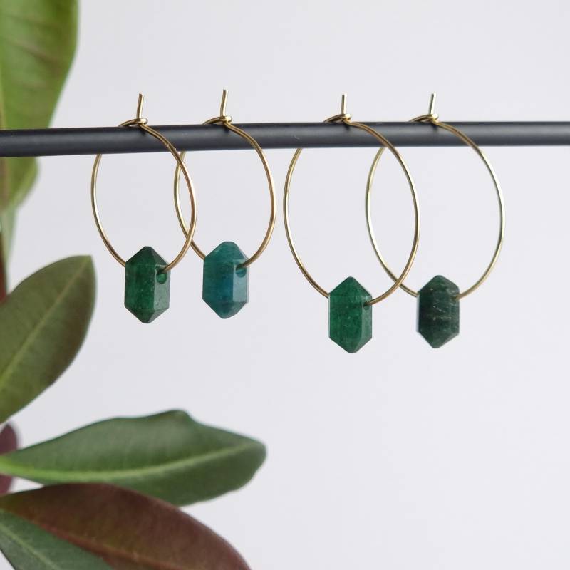 Aventurin Ohrringe Gold O. Silber | Aventurinohrringe Mit Creolen Schmuck von ManiVana