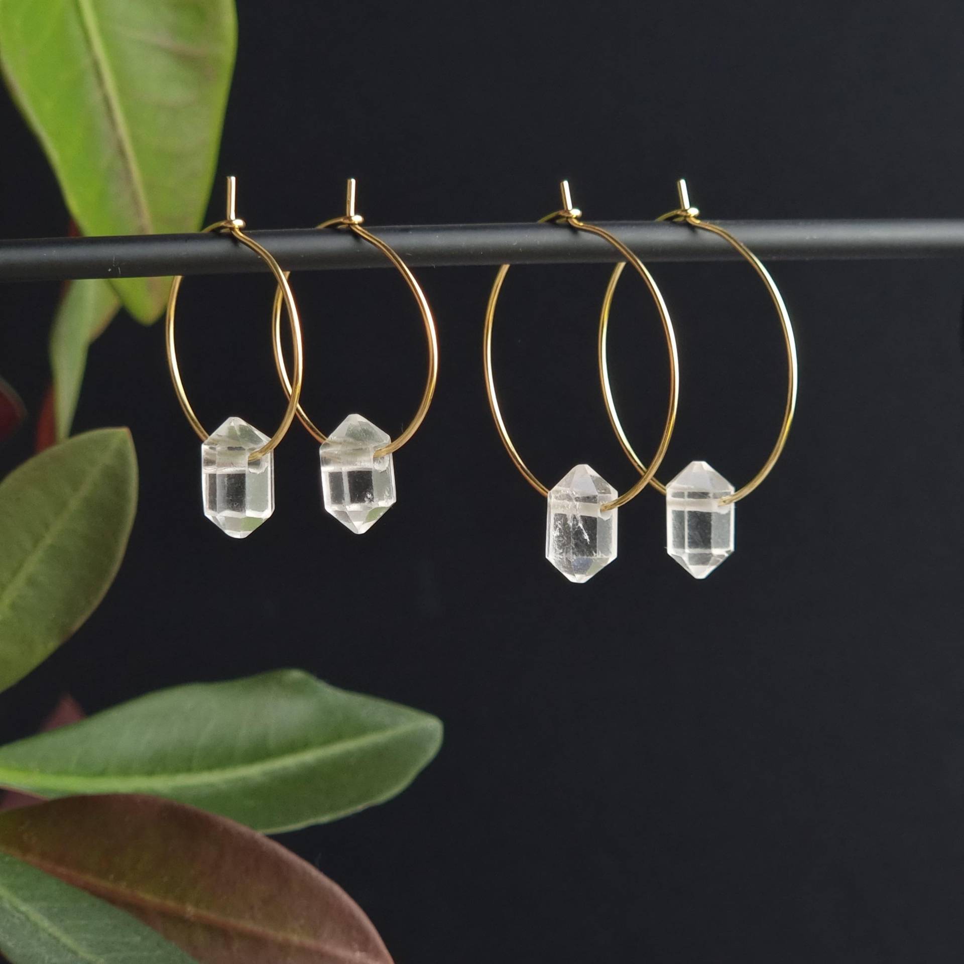 Bergkristall Ohrringe Gold O. Silber | Mit Creolen Schmuck von ManiVana