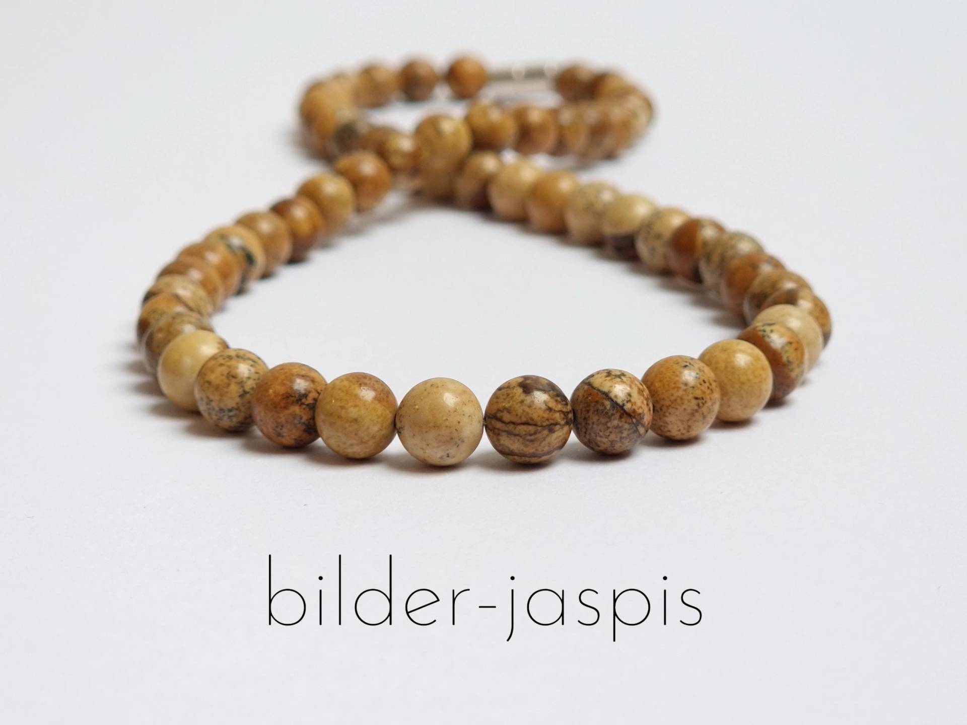 Bilder Jaspis Kette Herren & Damen | Perlenkette Edelstein Männer Stein von ManiVana