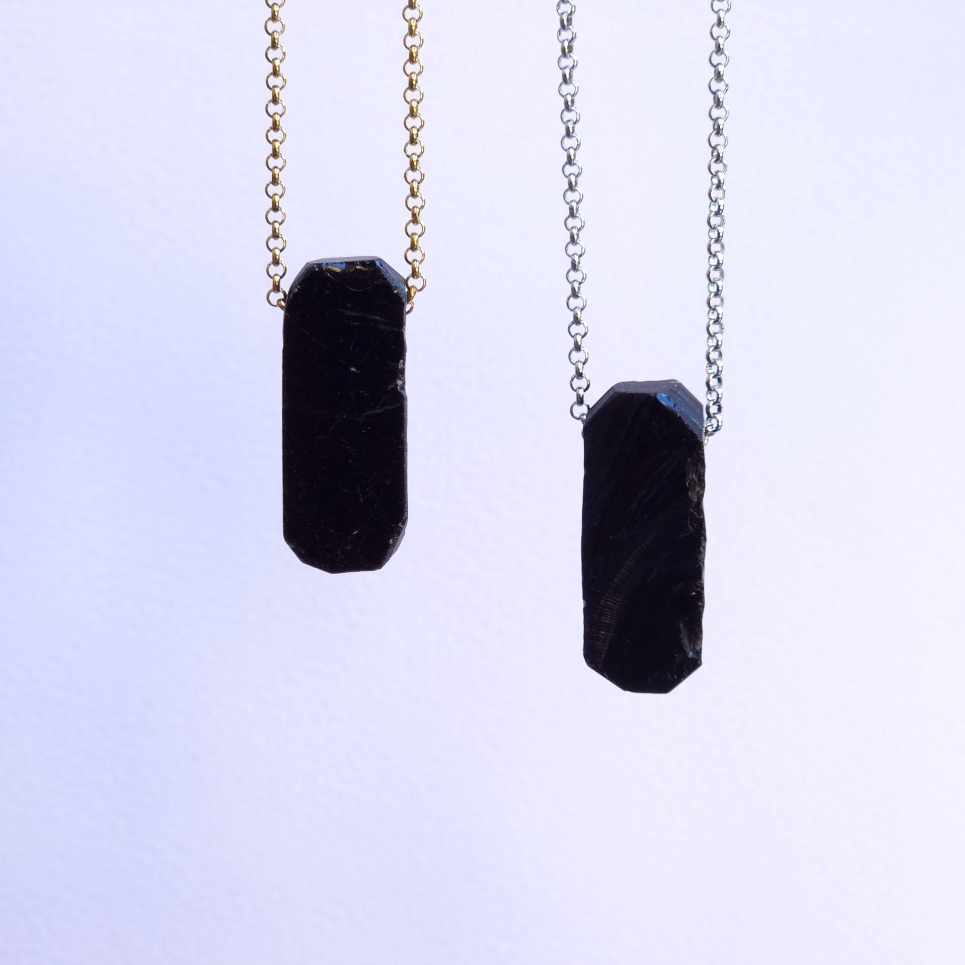 Roher Schwarzer Obsidian Kette Herren & Damen | Anhänger Halskette Schmuck Roh von ManiVana