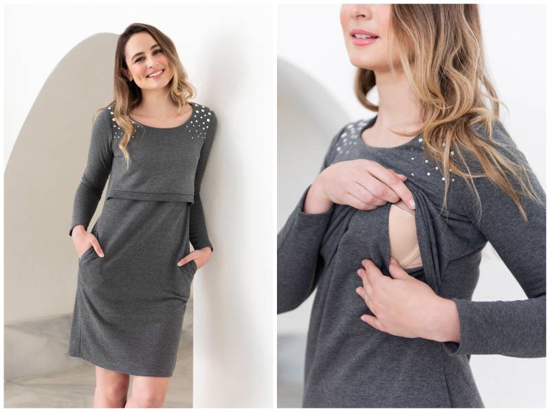 Mania Stillkleid Sari in Grau Limited Edition von ManiaNursing