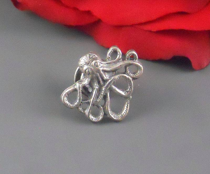 Silberne Oktopus Krawattennadel, Vintage Inspirierte Krawattennadel von Maniadesign