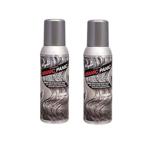 Manic Panic Silver Stiletto Color Spray, Vegan, Cruelty Free, Temporary Silver Hair Colour 2 x 100ml von Manic Panic