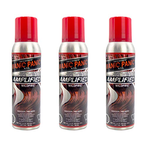 Manic Panic Wildfire Color Spray, Vegan, Cruelty Free, Temporary Red Hair Colour 3 x 100ml von Manic Panic