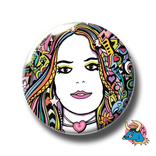 Regenbogen-Mädchen-Abzeichen. Mädchen-Pin. Liebe Abzeichen. Valentines Buttons. Metallstift Stift. Knöpfe. Button Anstecker. Coole Abzeichen von ManicMinotaur