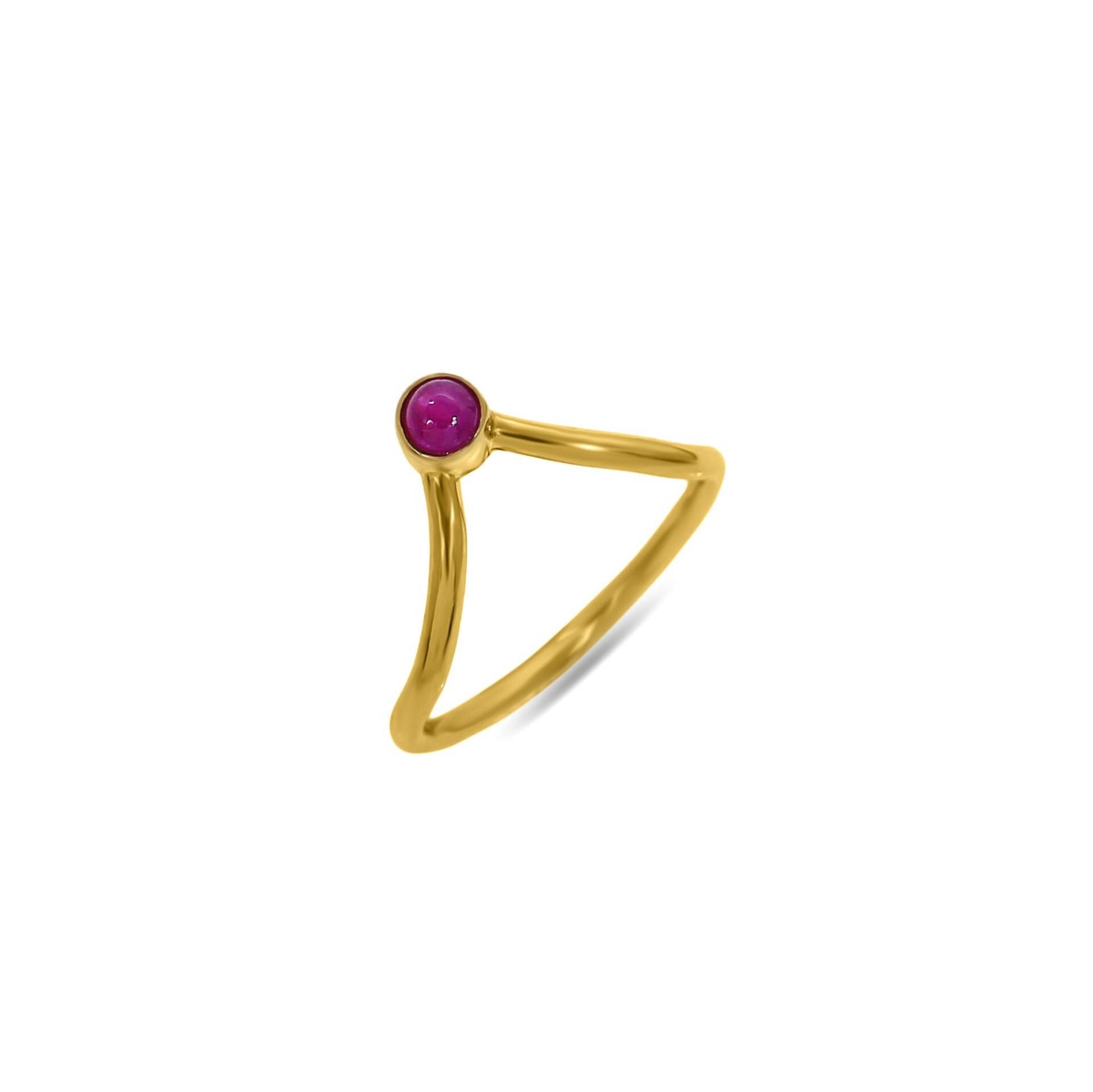 14K Gold Rubin Wishbone Ring Zierlicher Chevron Anhänger 14K Gold Rubin Wishbone Ring Zierlicher Chevron Anhänger von ManikarnikaDesign