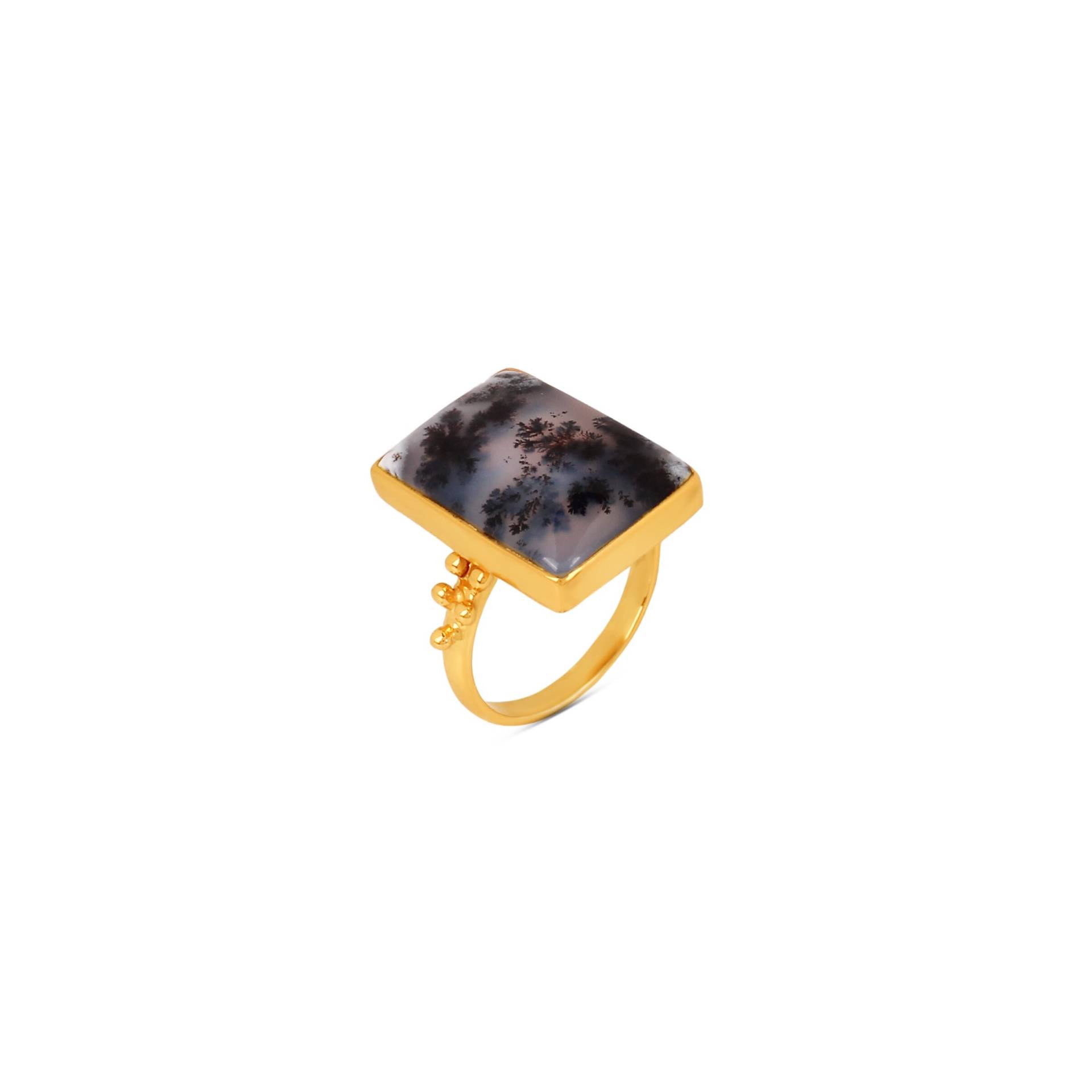 Dendritenopal Gold Statement Ring Sleek Bezel Design Dendritenopal Gold Statement Ring Sleek Bezel Design von ManikarnikaDesign