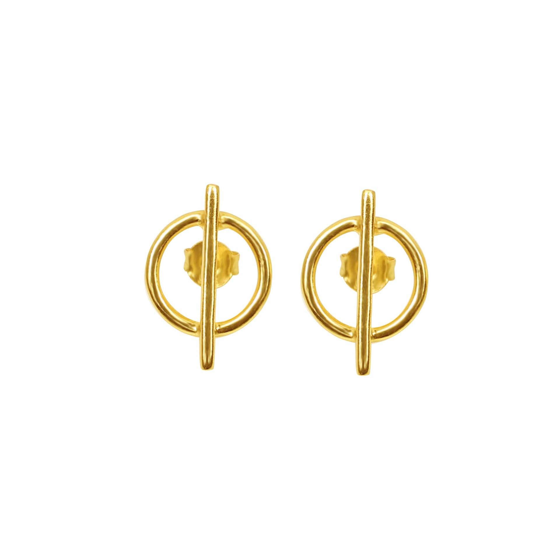 Runde Knebel Ohrstecker Ohrringe Für Frauen, Gold Ohrstecker, 18K Schmuck, Schweizer Kreis von ManikarnikaDesign