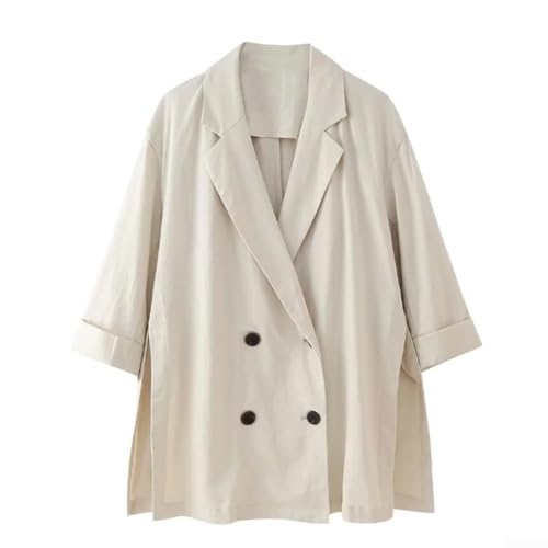 Eleganter Damen-Blazer mit passendem Hosen-Set (L beigefarbener Blazer) von Manillefu