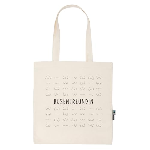 ST - Busenfreundin Jutebeutel Stoffbeutel Stofftasche Schwarz Canvas Titten Oberkörper Frau Oberweite Freunde Freundschaft Liebe Verbundenheit Brüste (Busenfreundin Stofftasche - Beige) von Manilu