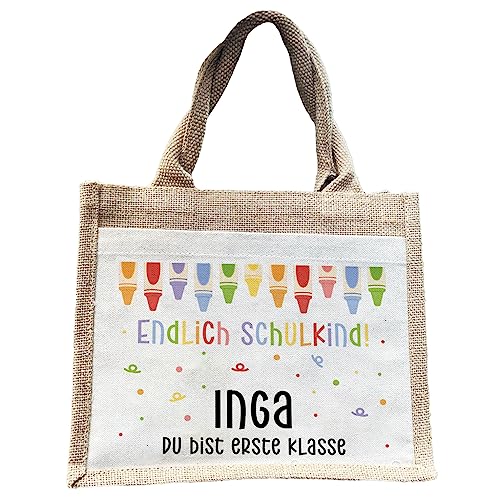Manilu Personalisiertes Einschulungsgeschenk, Schulkind-Tasche, Die perfekte Einschulungsgeschenkidee für Mädchen und Jungen der 1. Klasse und mit eigenen Namen. (Endlich Schulkind Buntstifte) von Manilu