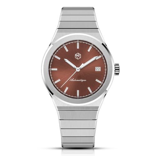 Manime LA FIDÈLE COPPER Automatikuhr Stahl Datum Saphir Herrenuhr, silber / schwarz von Manime