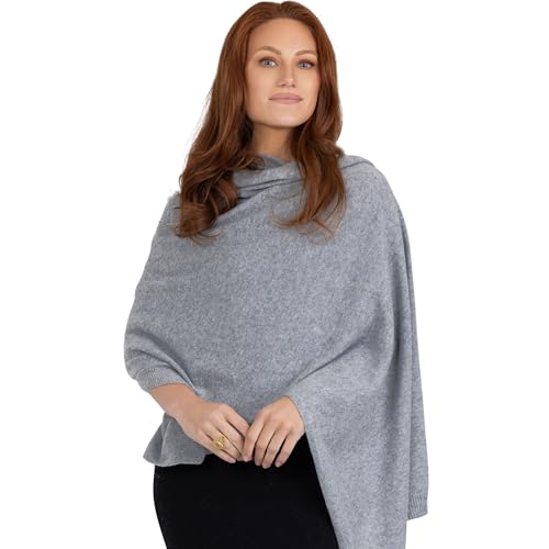 Velanio Cashmere Pashmina-Schal aus 100 % Kaschmir, gestrickt, extra groß, für Damen, Reisen, grau dunkel, Large von Velanio Cashmere
