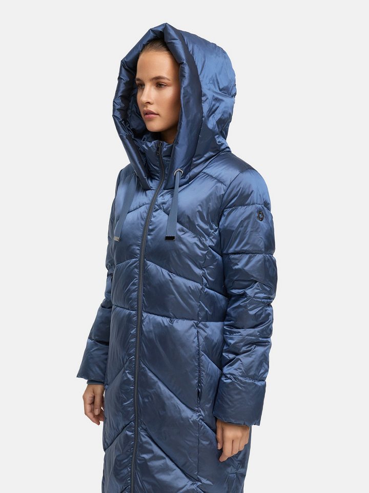 Manisa Wintermantel mit Stehkragen und fester Kapuze und dekorativen Strickbändern von Manisa