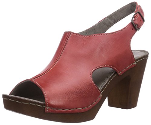 Manitu Damen 910583 Offene Sandalen mit Keilabsatz, Rot (Rot) von Manitu