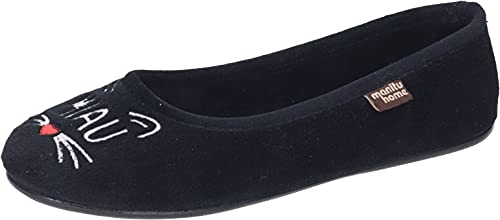 Manitu Home Damen 340003-01 Hausschuh, Schwarz, 37 EU von Manitu