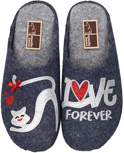 Manitu Damen Manitu-home Slippers Hausschuh, Blau, 38 EU von Manitu