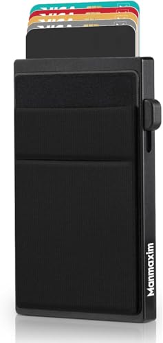 Kartenetui Herren mit Münzfach und TÜV-geprüftem RFID-Schutz, Slim Wallet Geldbörse Herren Klein Mini Portmonee Herren, Card Holder Geldbeutel Kartenhalter, Wallets for Men Schwarz von Manmaxim