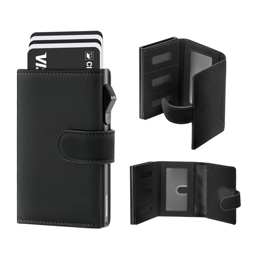 Geldbörse Herren, Kartenetui mit Münzfach Portmonee Herren Slim Wallet, Kreditkartenetui Pop Up Portemonnaie Herren Klein Geldbeutel RFID Schutz mit Banknotenfächer, ID-Fenster und Magnetverschluss von Manmaxim