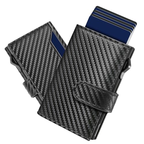 Manmaxim Herren Geldbörse mit Extra Große Kapazität Slim Wallet mit 6 Kartenschächte & 1Ausweisfenster, Pop-up Karten Portemonnaie mit RFID Schutz Portmonee Herren Wallets for Men (Carbon Schwarz von Manmaxim