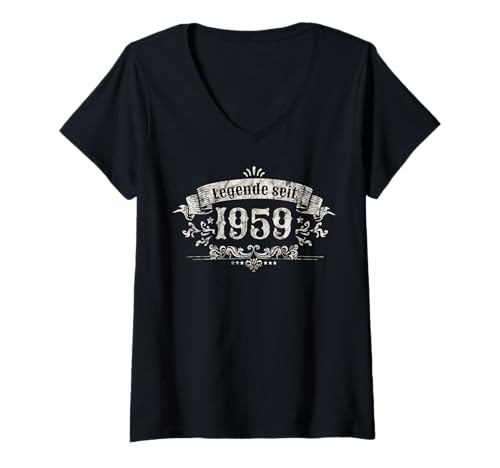 Damen Legende seit 1959 Exklusive Legendäre 66 Edition T-Shirt mit V-Ausschnitt von Mann Mythos Legende Geboren in 1959