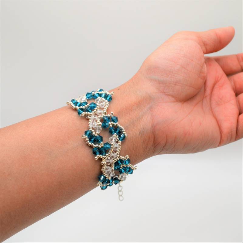 Gelb, Amethyst, Blau Bicone Armband, Luxus Handgemachte Perlenarmbänder, Glasperlenarmband, Perlenschmuck, Armband von MannatDesignCo