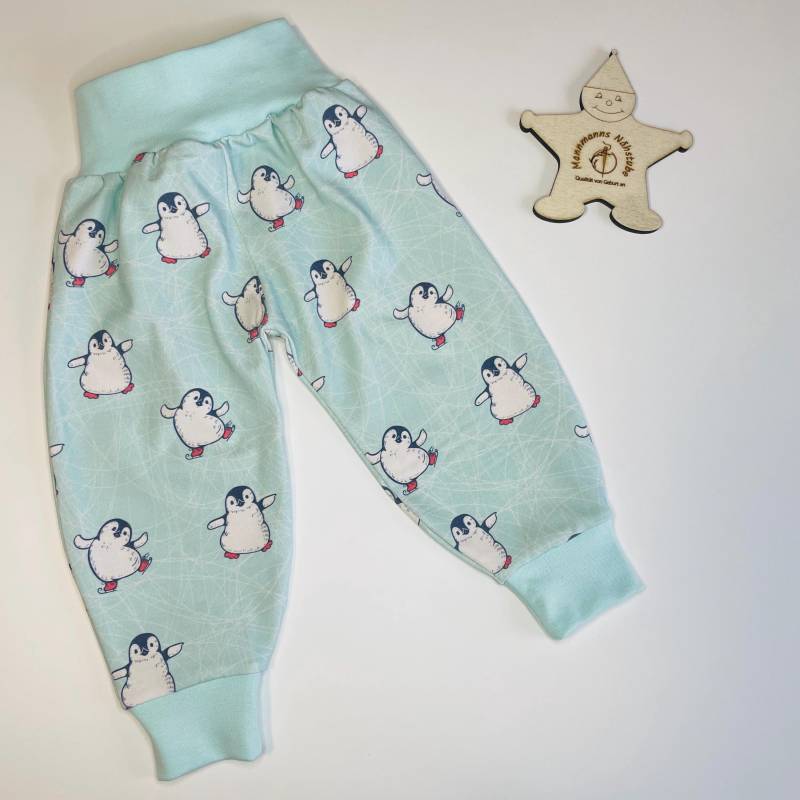 Pumphose Babyhose Handmade Mint Pinguin 50/56, 62/68, 74/80, 86/92 von MannmannsNaehstube