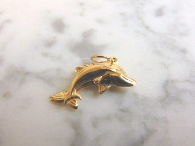 Damen 10K Gold Doppel Delfin Anhänger 1.1G E1082 von MannysJewelry