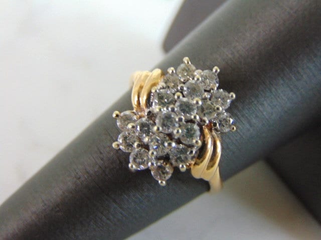 Damen Vintage Estate 14K Gelbgold Diamant Ring, 3.8G E2481 von MannysJewelry