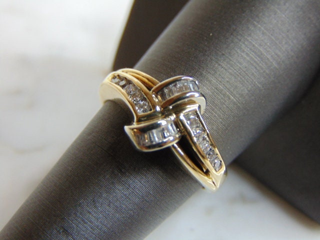 Damen Vintage Estate 14K Gelbgold Diamant Ring 4.2G E2967 von MannysJewelry