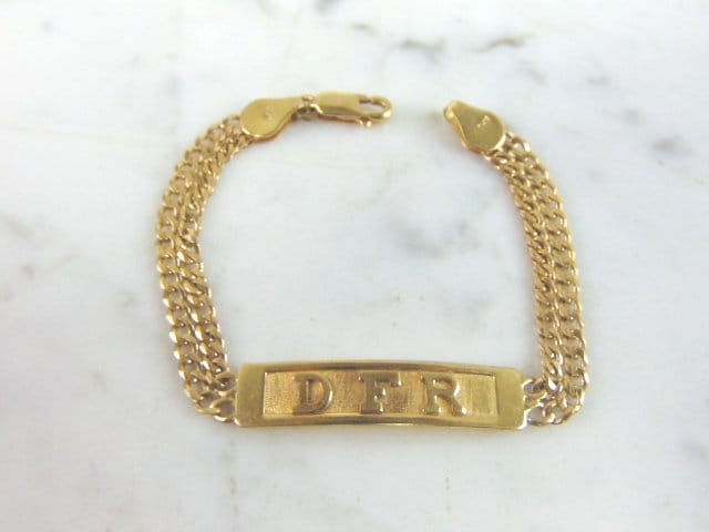 Damen Vintage Estate 14K Gelbgold Id Armband 6.7G E5151 von MannysJewelry