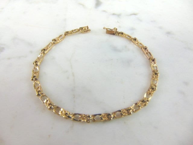 Damen Vintage Estate 14K Gelbgold Nugget Armband 5.2G E5923 von MannysJewelry