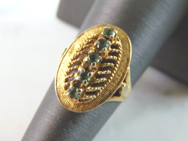 Damen Vintage Estate 14K Gold Aqua Ring 3, 5G #e2979 von MannysJewelry