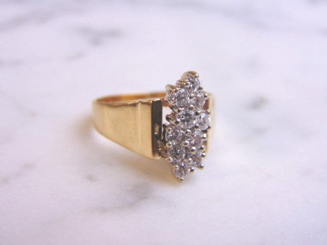 Damen Vintage Estate 14K Gold Exquisiter Diamant Cluster Ring 4.2G #e3022 von MannysJewelry