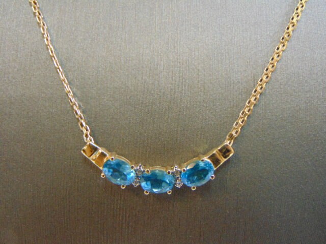 Damen Vintage Estate 14K Gold Halskette Topas & Diamant Anhänger 6, 4G #e2423 von MannysJewelry