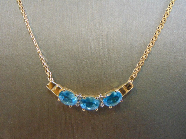 Damen Vintage Estate 14K Gold Halskette Topas & Diamant Anhänger 6, 4G #e2423 von MannysJewelry