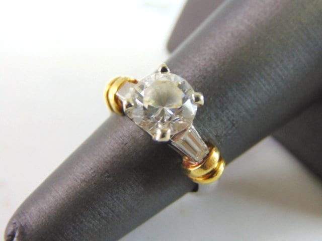 Damen Vintage Estate 14K Gold Platin Cz Ring, 9.3G E3371 von MannysJewelry