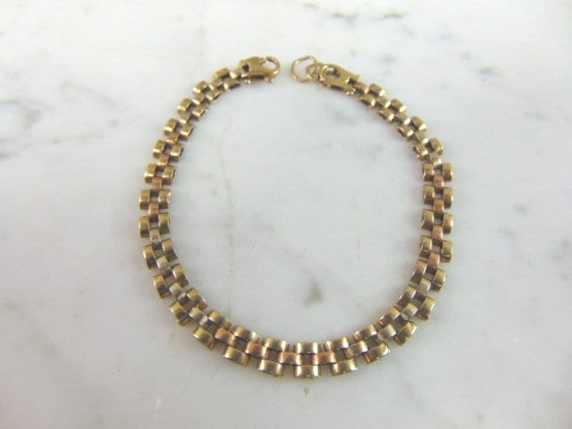 Damen Vintage Estate 14K Multi Tone Gold Armband 7.2G E5232 von MannysJewelry