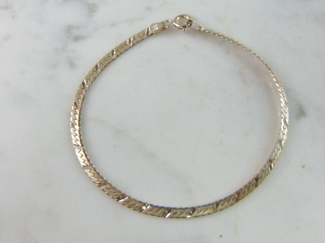 Damen Vintage Estate Sterling Silber Fischgrat Armband 3G E2267 von MannysJewelry
