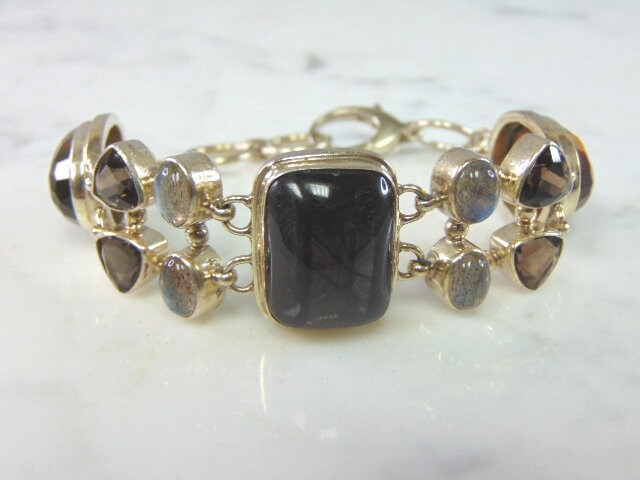 Damen Vintage Estate Sterling Silber Multi Stein Armband 39.5G E1980 Damen Vintage Estate Sterling Silber Multi Stein Armband 39.5G E1980 von MannysJewelry
